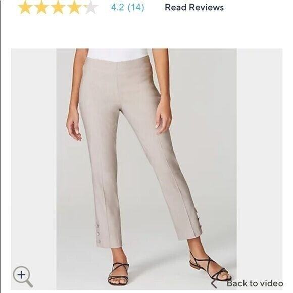 J Jill Linen Stretch Button Hem Ankle Pants Gray Womens MP Medium Petite - Picture 9 of 11